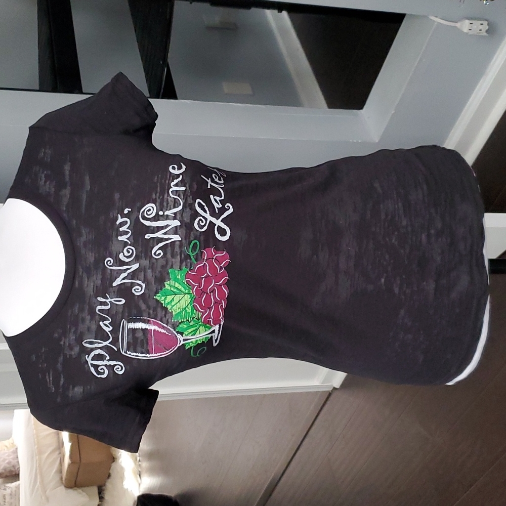 Love All Burnout Short Sleve Babydoll Tee 'Play Now Wine Later'